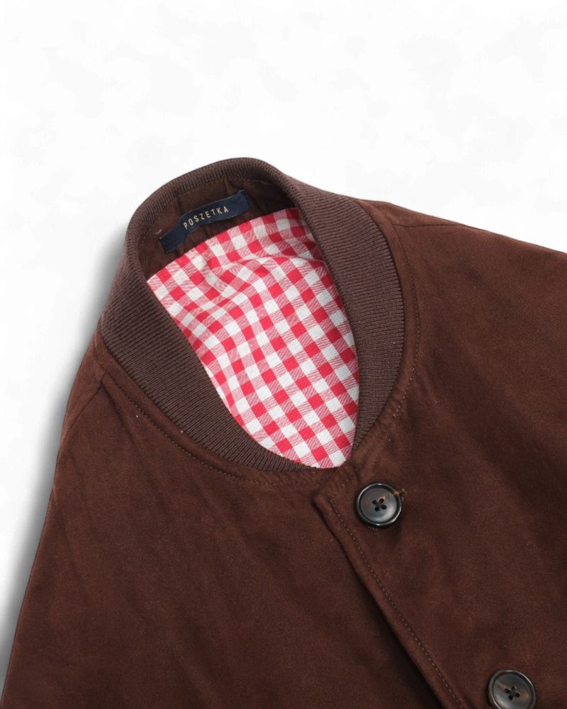 Chocolaate Brown Faux Suede Bomber