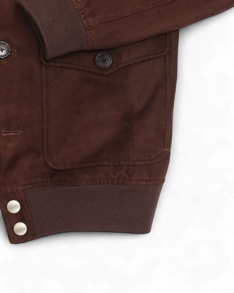 Chocolaate Brown Faux Suede Bomber