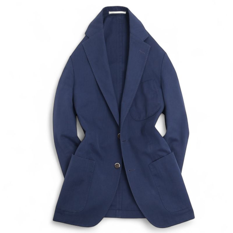 Navy Unlined Cotton & Silk Suit