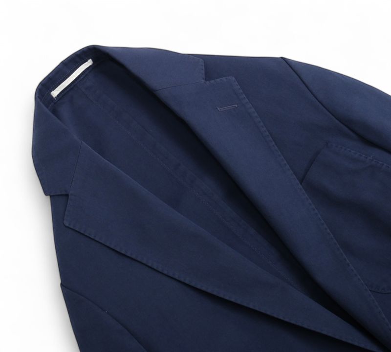 Navy Unlined Cotton & Silk Suit