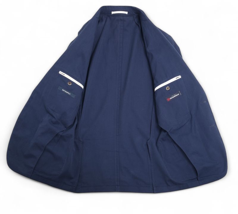 Navy Unlined Cotton & Silk Suit