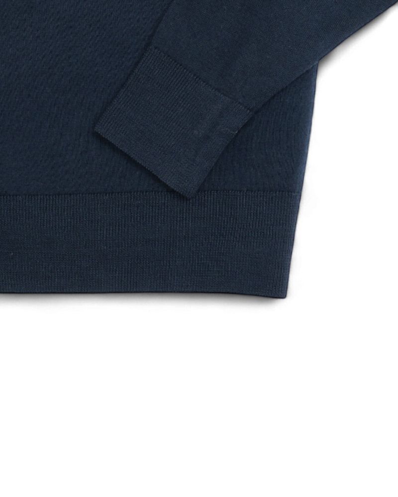 Navy Merino Polo Sweater