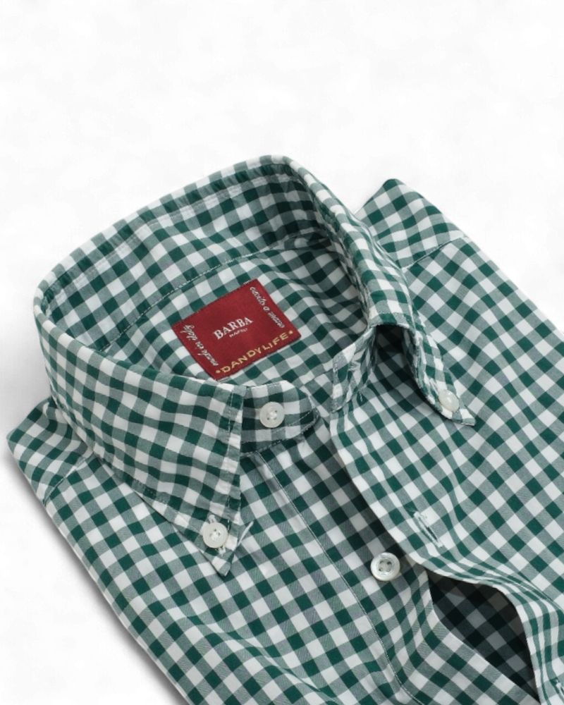 Green/White Check Poplin BD. Shirt