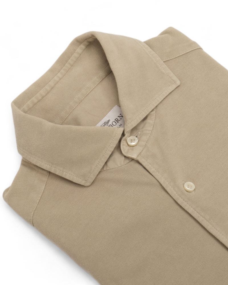 Sand Long Sleeve Pique Polo