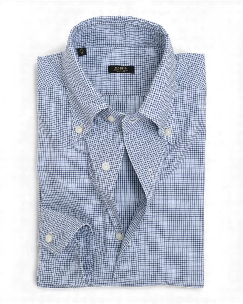 White & Blue Checked BD. Shirt