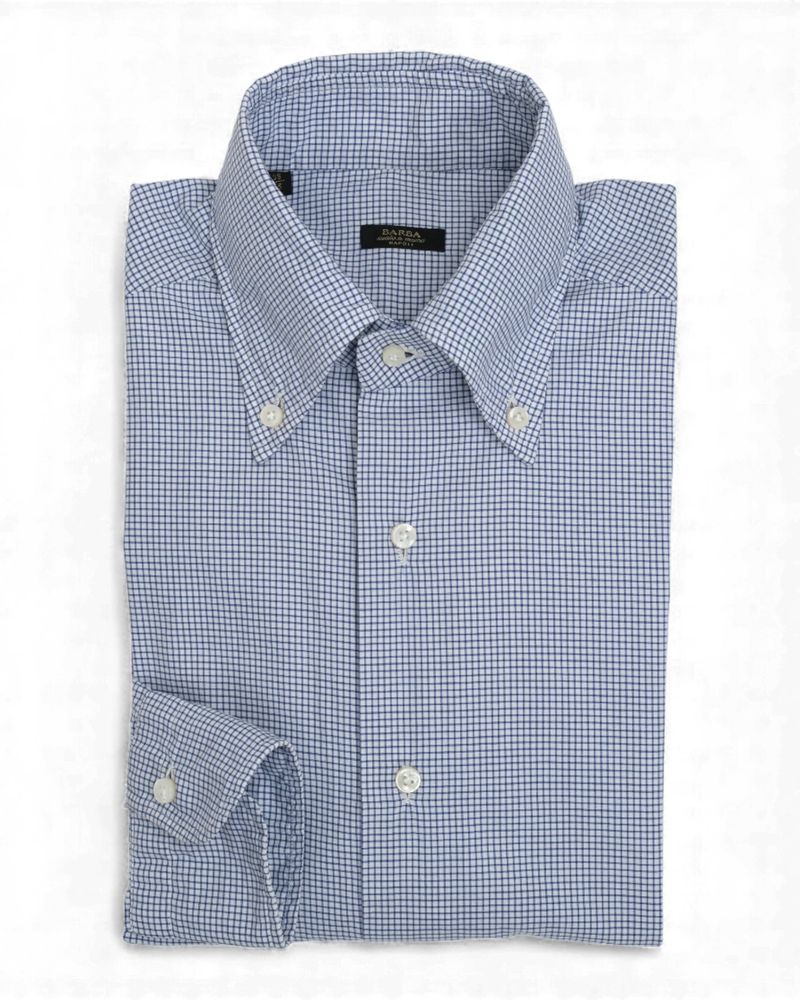 White & Blue Checked BD. Shirt