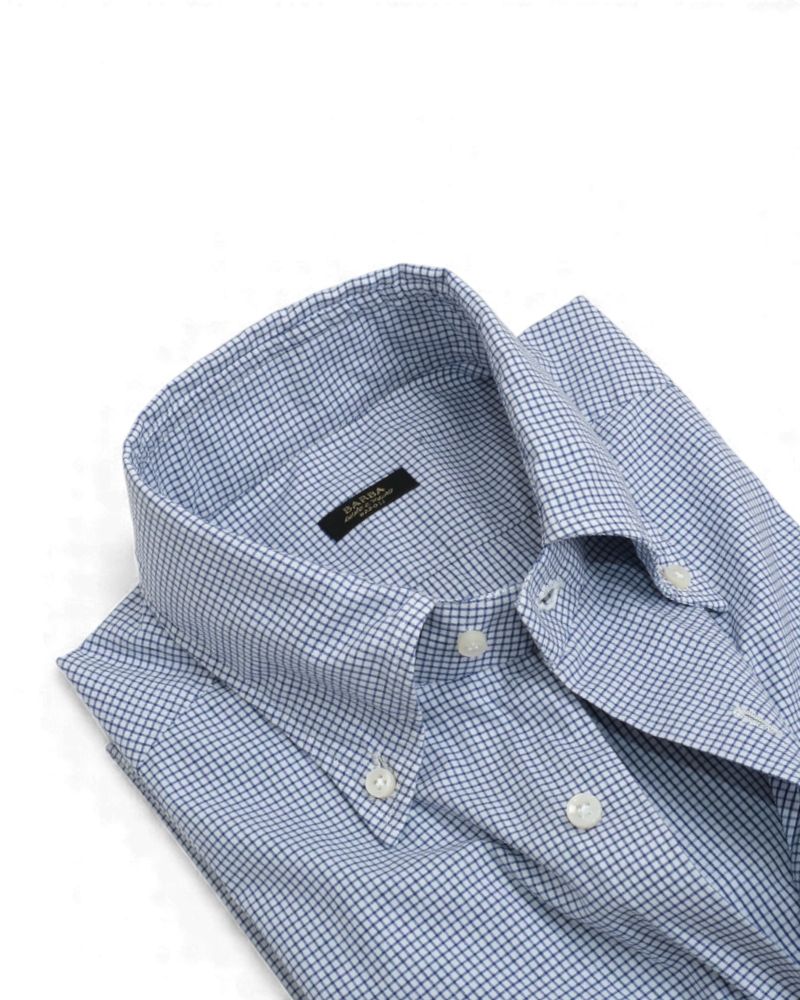 White & Blue Checked BD. Shirt