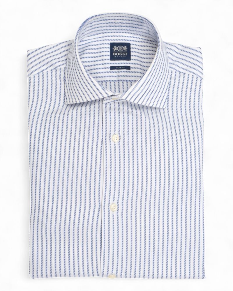 White/Blue Striped Twill Shirt