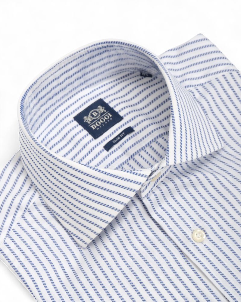 White/Blue Striped Twill Shirt