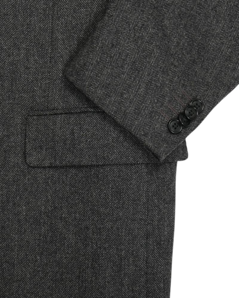 Dark Grey Herringbone Virgin Wool & Cashmere Sports Jacket