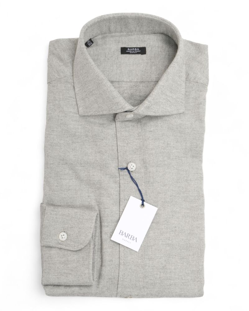 Beige Herringbone Flannel Shirt