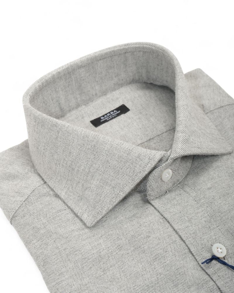 Beige Herringbone Flannel Shirt