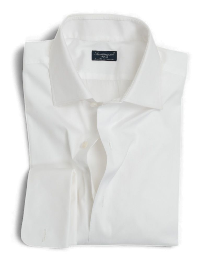 White Poplin French Cuffed Shirt