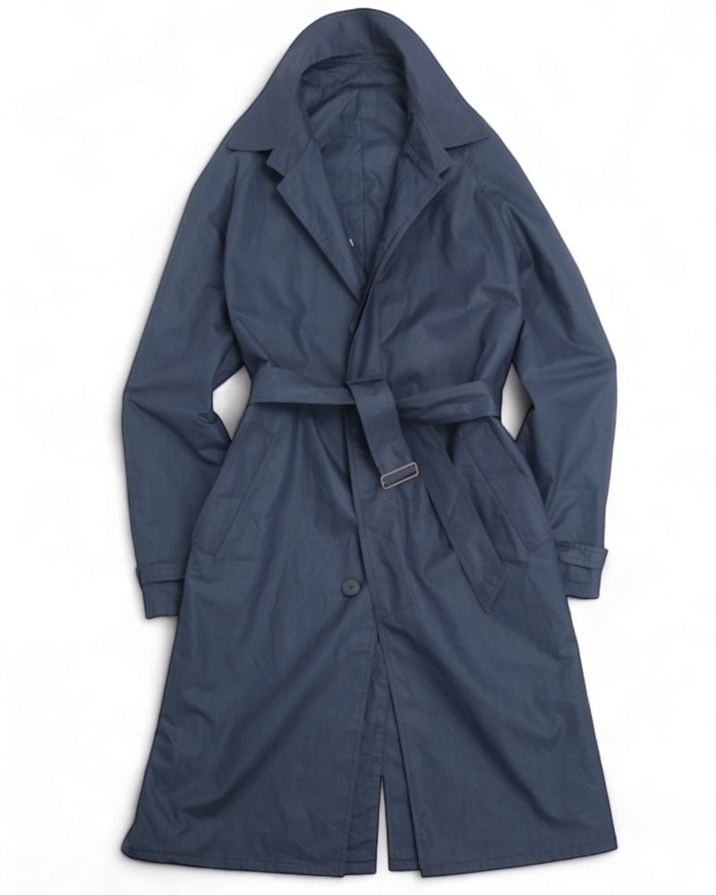 Navy Cotton Blend Raglan Coat