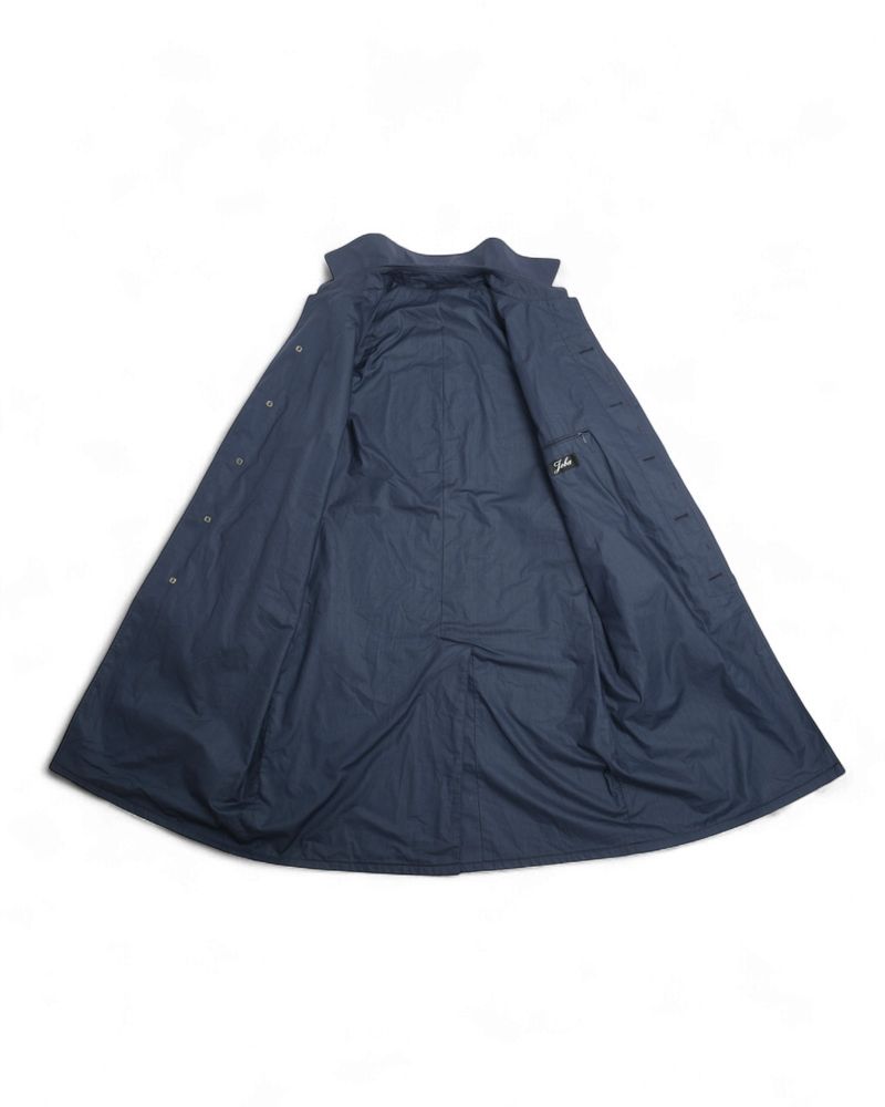 Navy Cotton Blend Raglan Coat