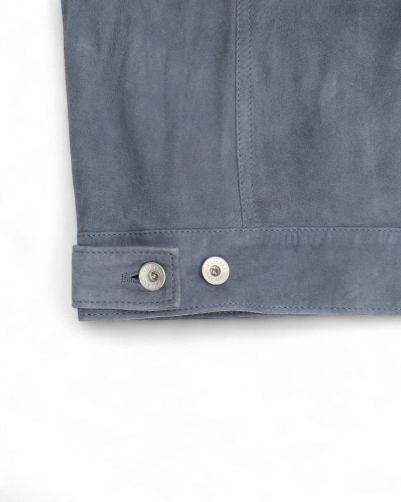 Slate Blue Suede Trucker Jacket