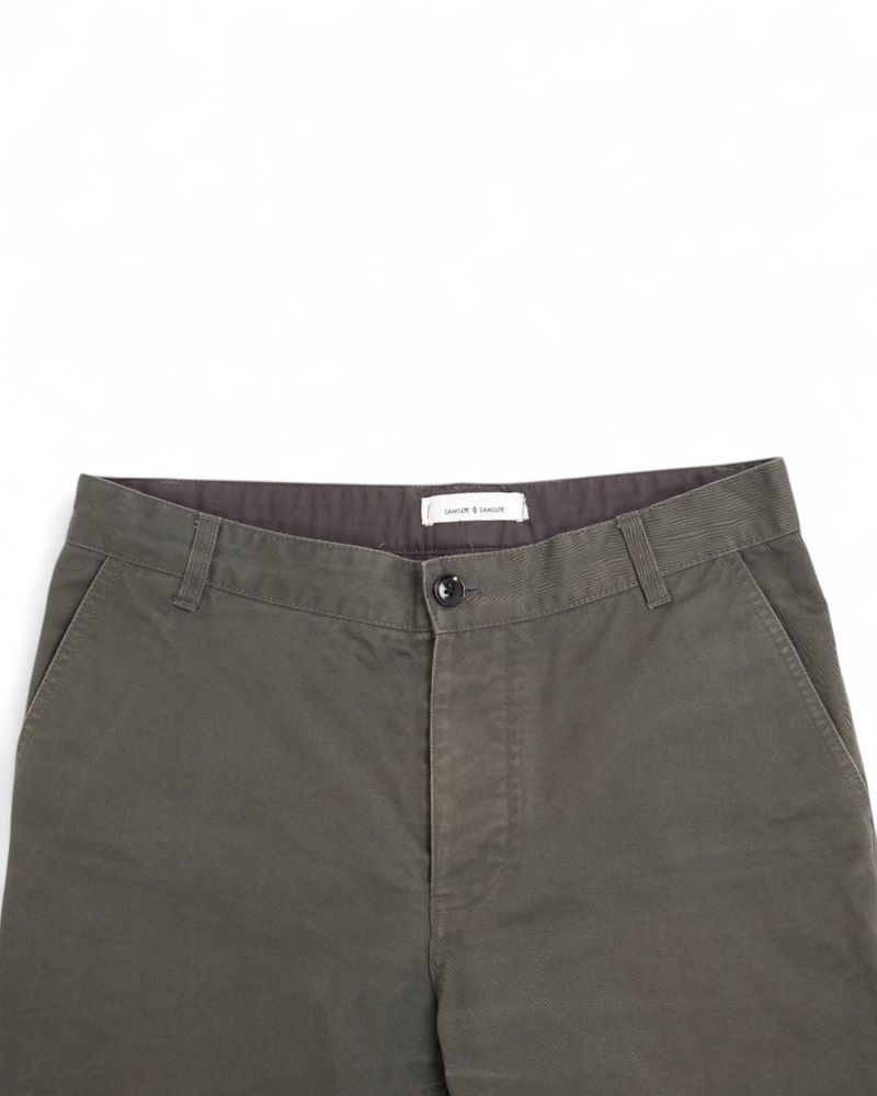 Dark Army Green Cotton Twill Trousers