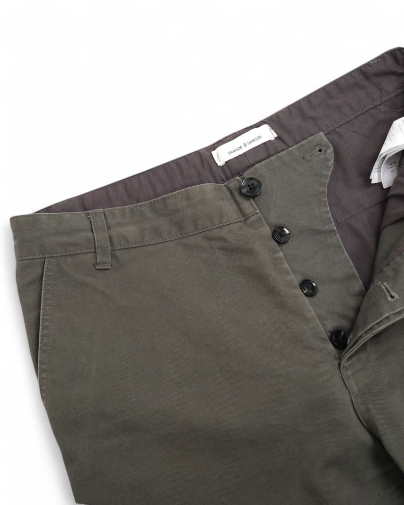 Dark Army Green Cotton Twill Trousers