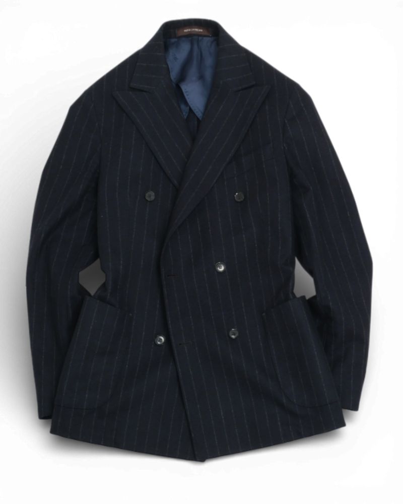 Navy Chalk Stripe DB. Flannel Suit