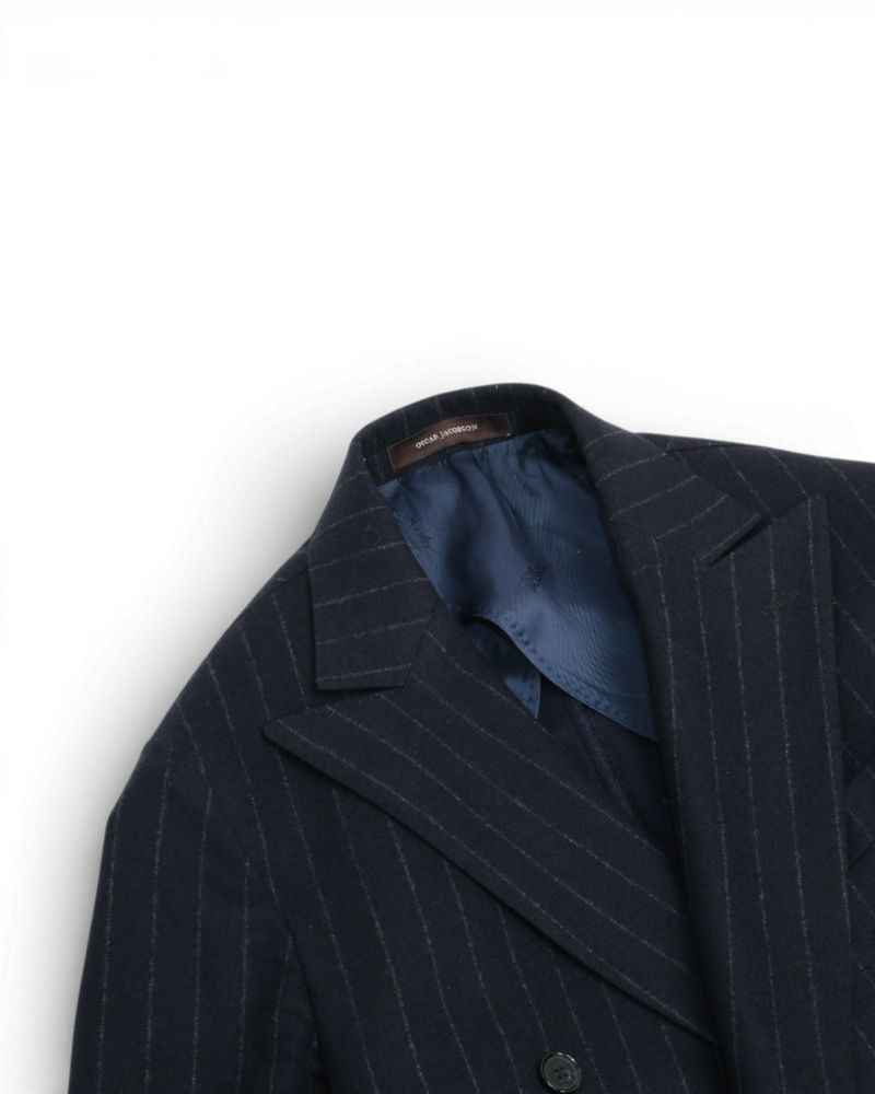Navy Chalk Stripe DB. Flannel Suit