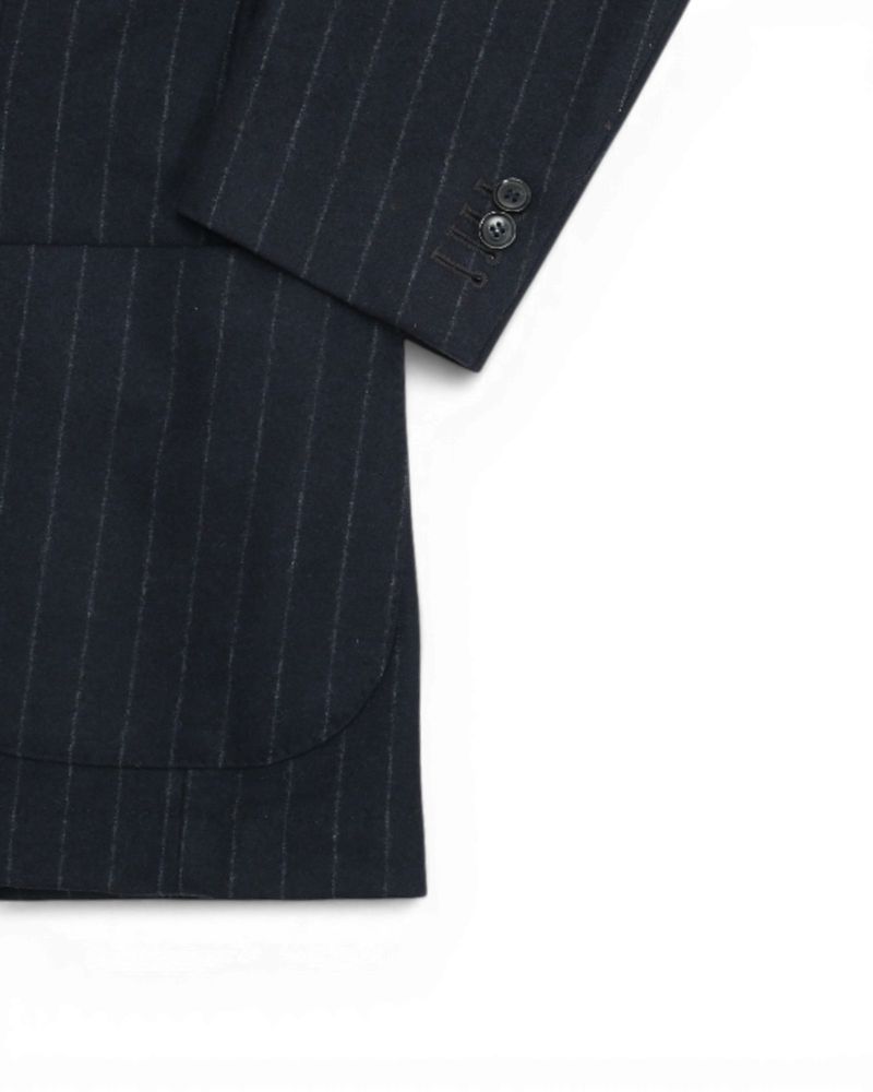 Navy Chalk Stripe DB. Flannel Suit