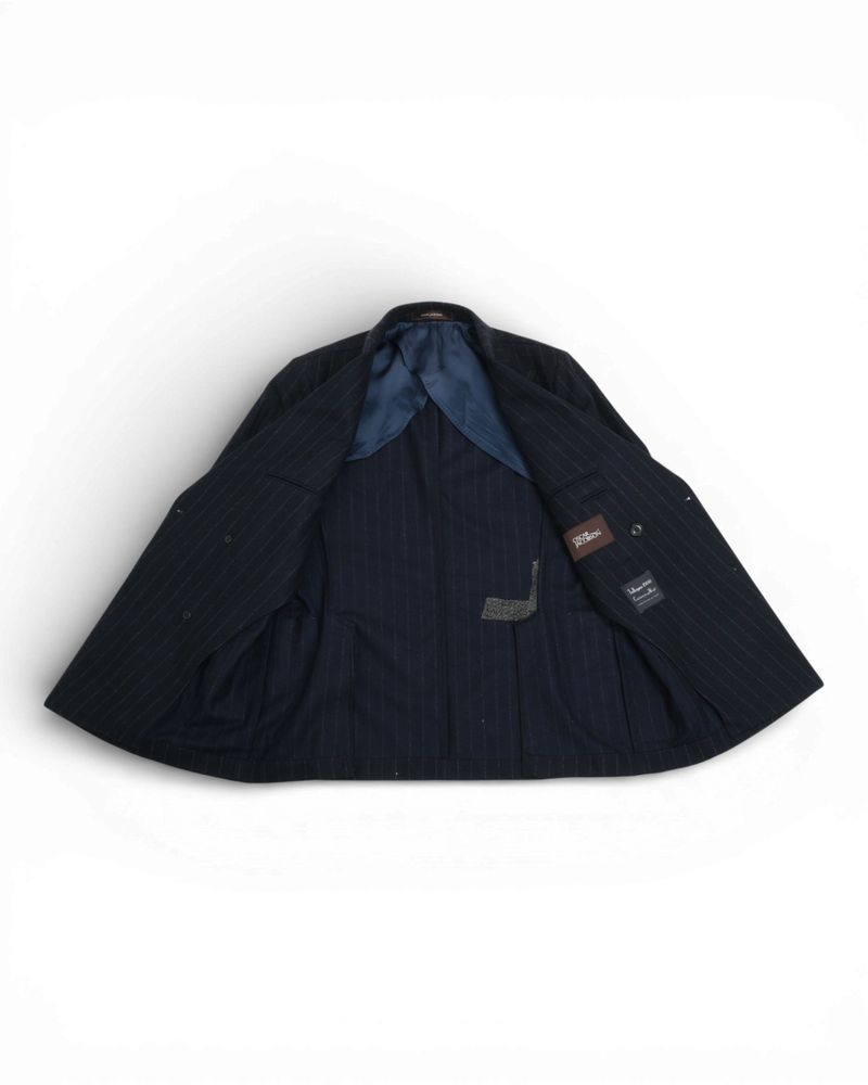 Navy Chalk Stripe DB. Flannel Suit