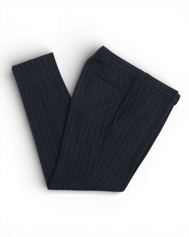 Navy Chalk Stripe DB. Flannel Suit