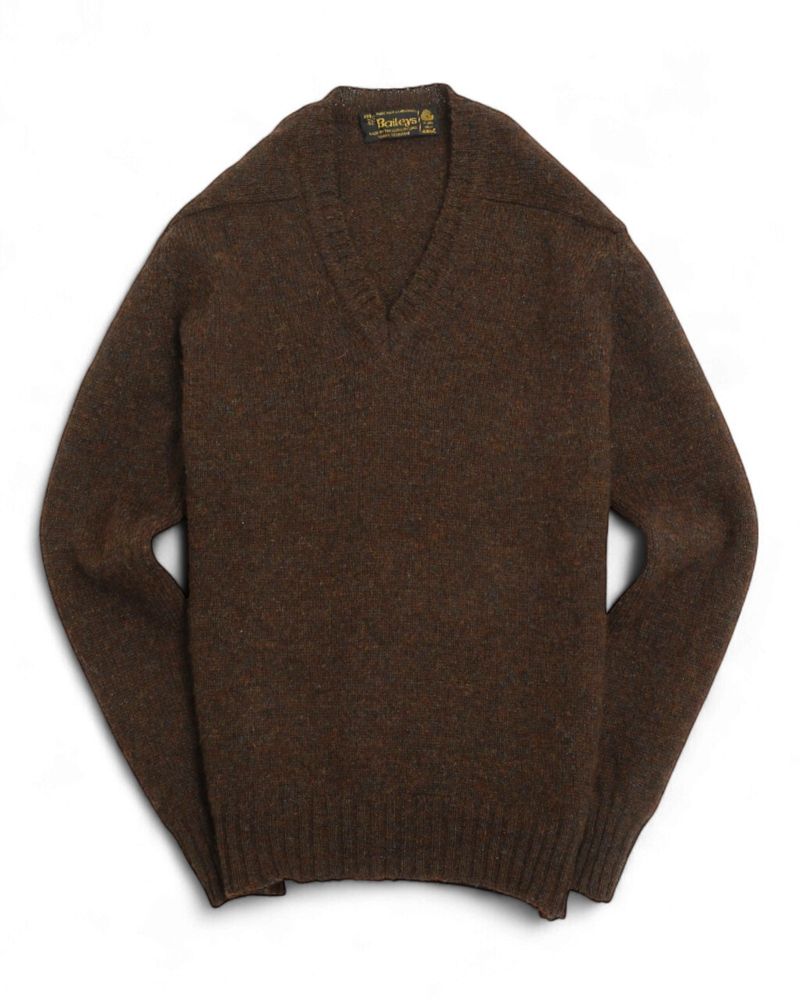 Chocolate Lambswool V-Neck Sweater