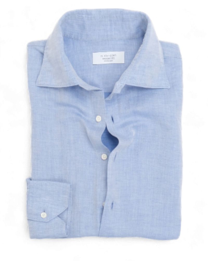 Light Blue Heeringbone Linen Shirt