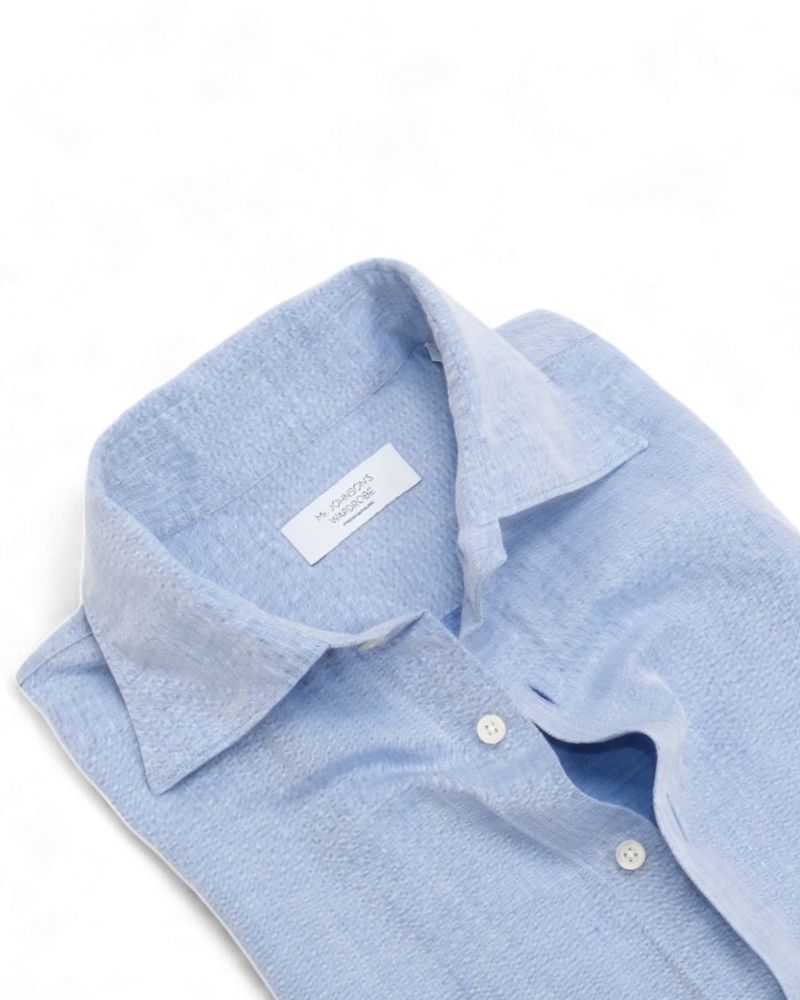 Light Blue Heeringbone Linen Shirt