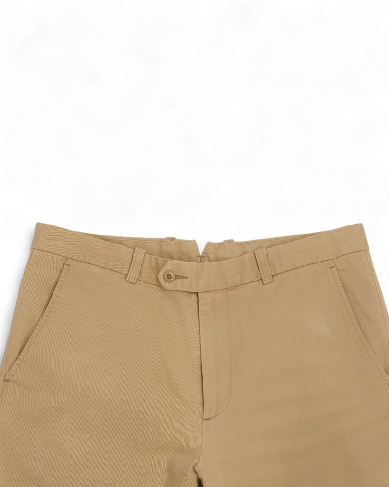 Beige High-Rise Cotton Twill Trousers