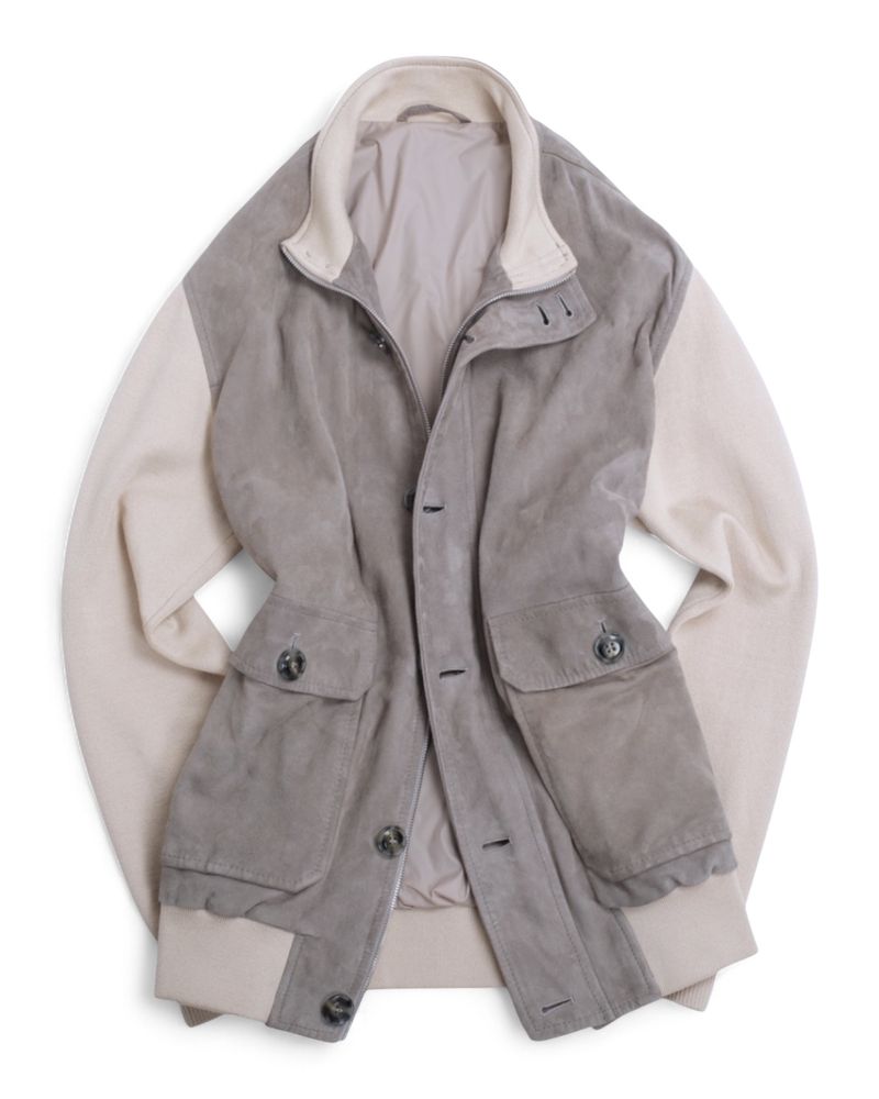 Steel Blue Suede Flight Jacket