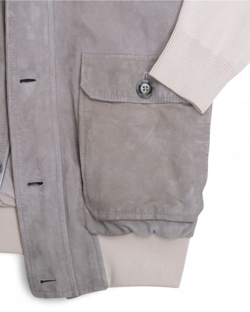 Steel Blue Suede Flight Jacket