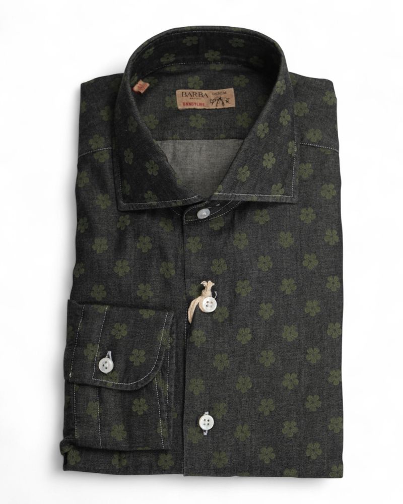 Raw Denim Floral Shirt