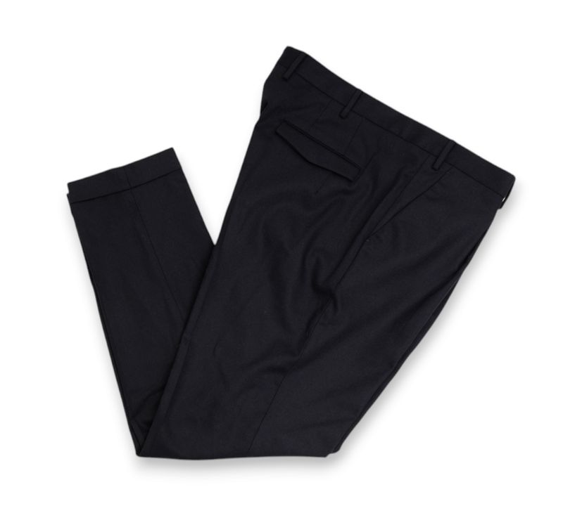 Navy High Rise Flannel Wool Trousers