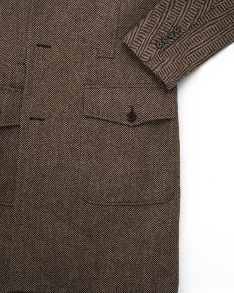 Brown Herringbone Wool & Cashmere Coat