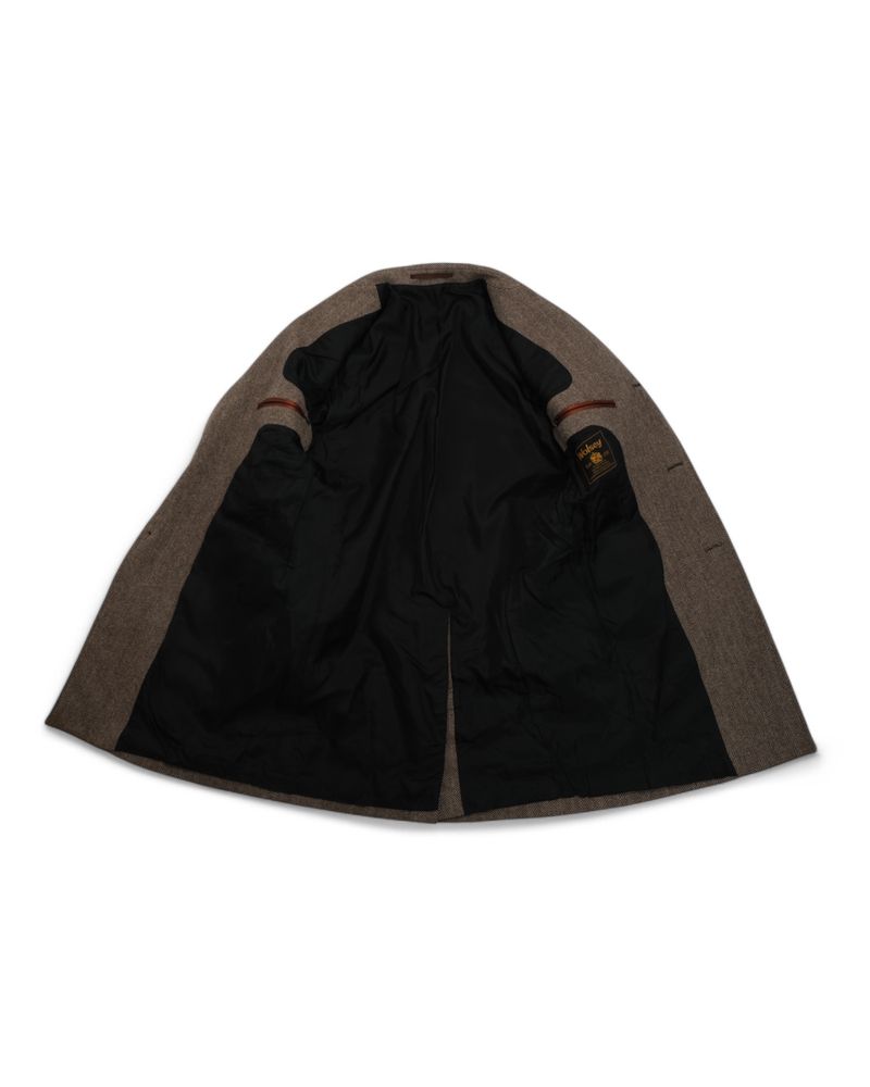Brown Herringbone Wool & Cashmere Coat