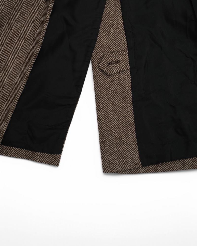 Brown Herringbone Wool & Cashmere Coat