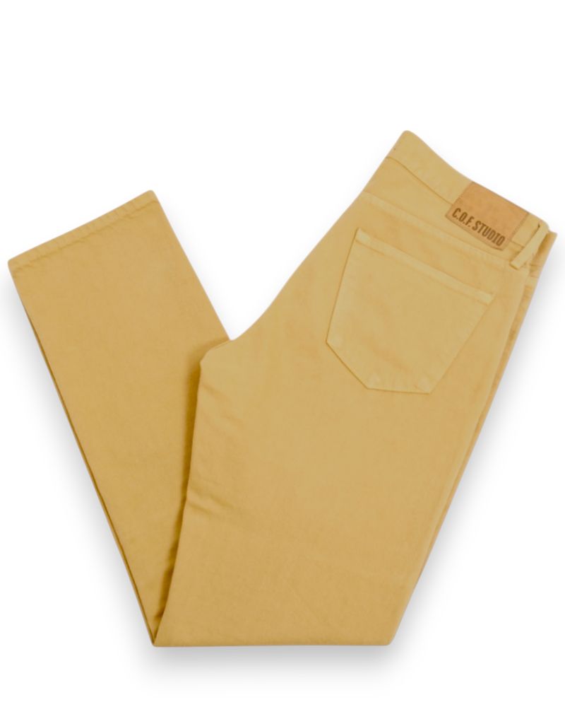 Pale Yellow Mid Rise Candiani Denim Jeans