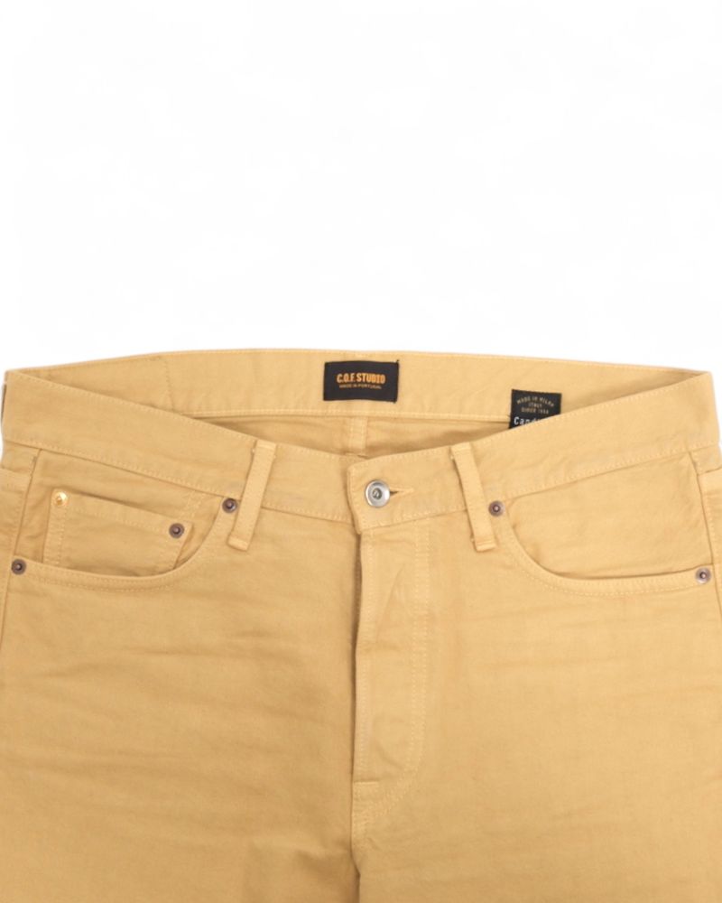 Pale Yellow Mid Rise Candiani Denim Jeans