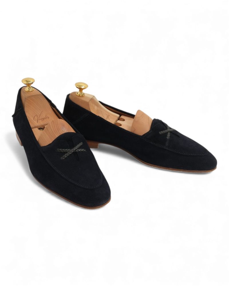 Navy Suede Unlined Loafers