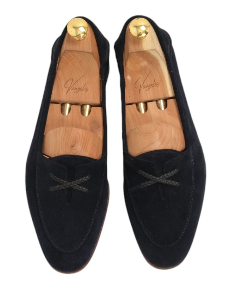 Navy Suede Unlined Loafers