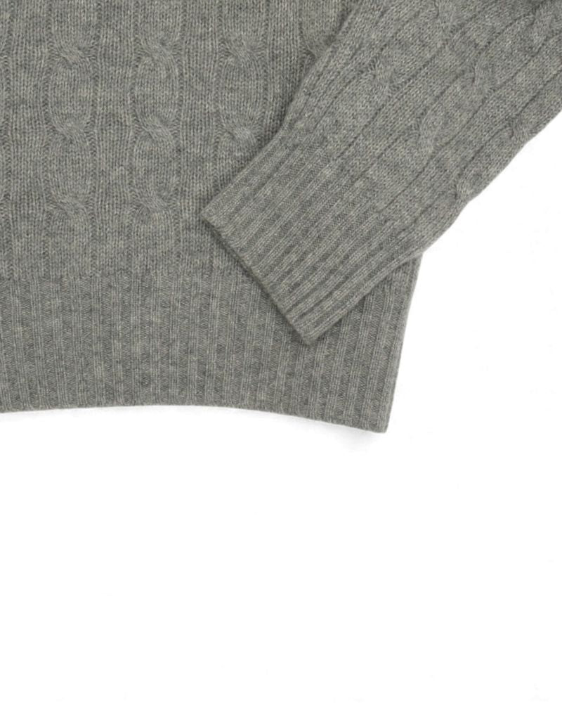 Grey Cashmere Cable-Knit Sweater