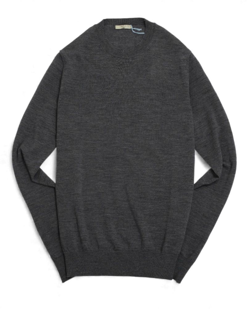 Grey Extrafine Merino Crewneck Sweater
