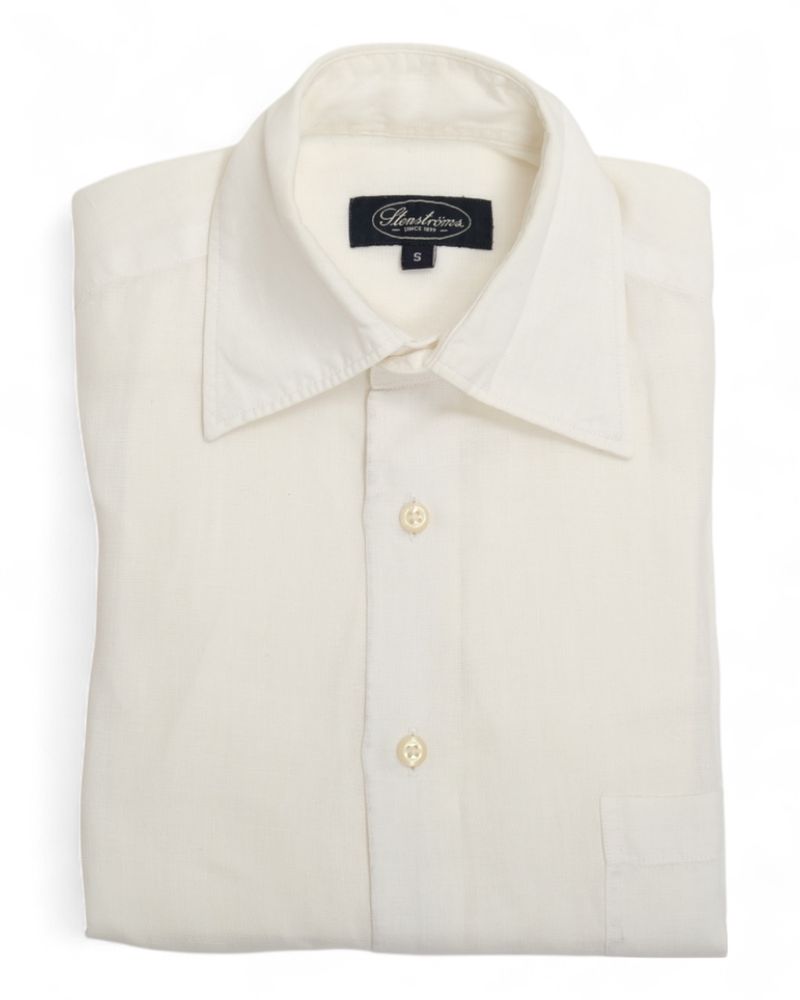 Off White Slub Weave Linen Shirt