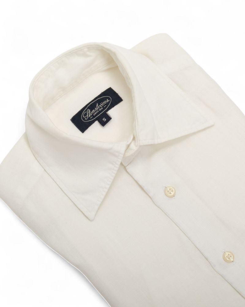 Off White Slub Weave Linen Shirt