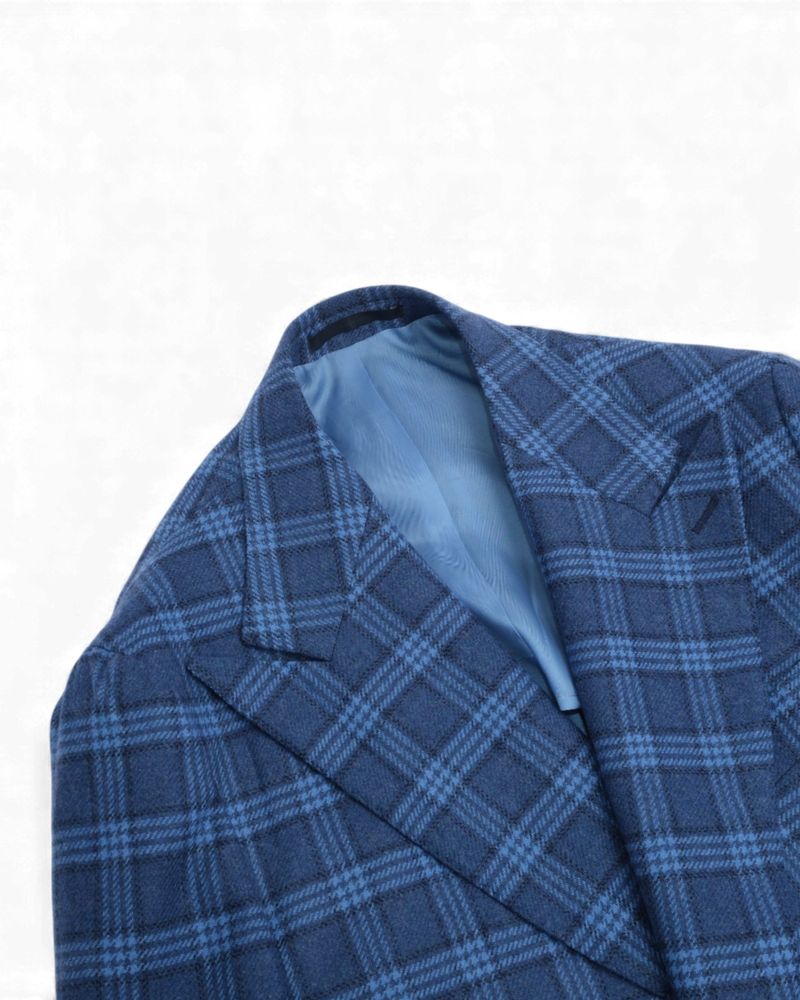 Blue/Navy DB. Glen Check Flannel Suit