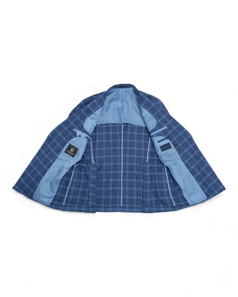 Blue/Navy DB. Glen Check Flannel Suit