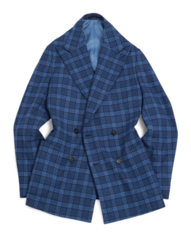 Blue/Navy DB. Glen Check Flannel Suit