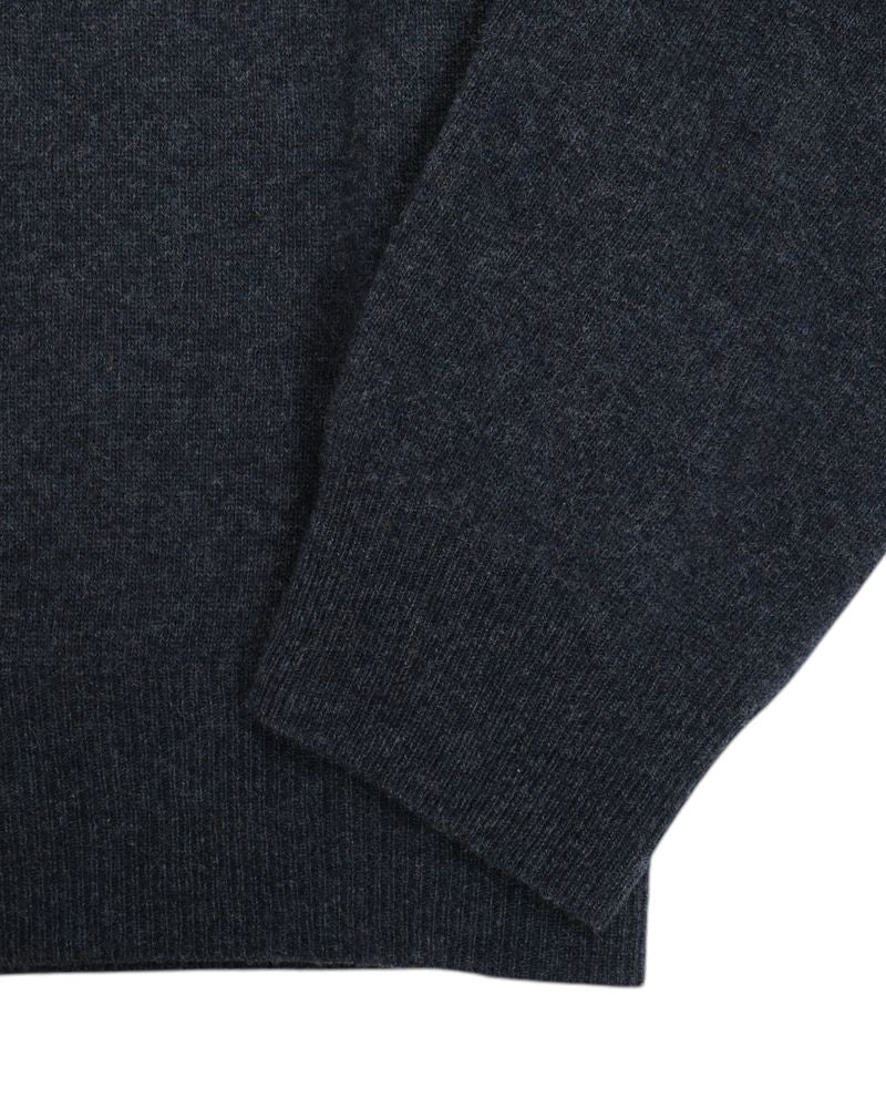 Navy Melange 12 Gauge Lambswool Crewneck Knit